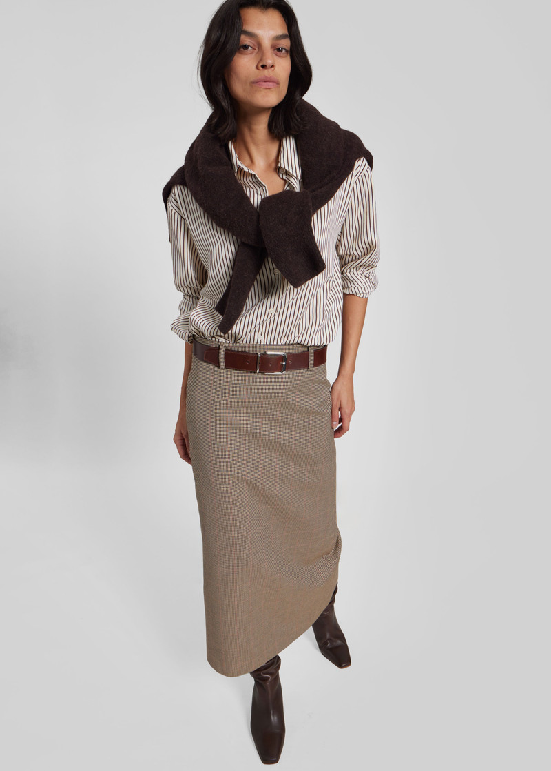 Alrose Houndstooth Midi Skirt - Beige 8