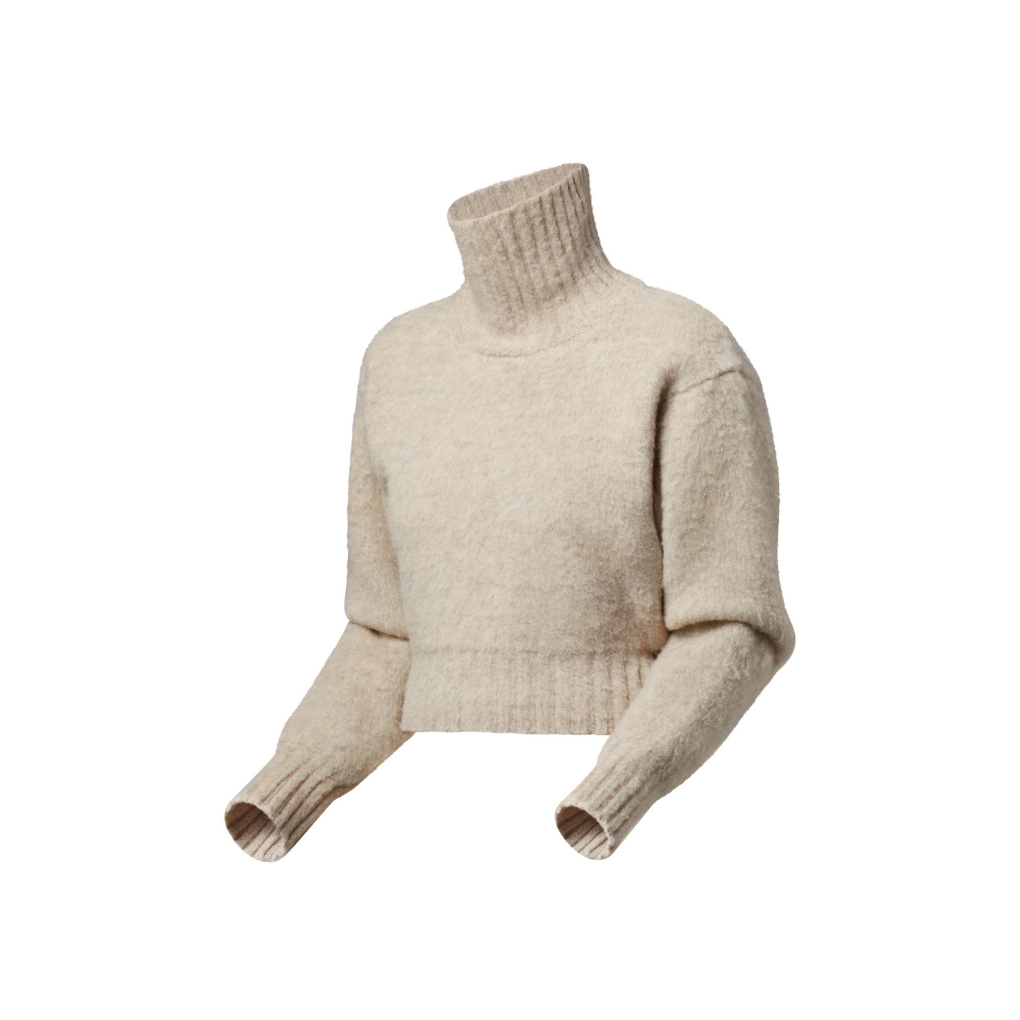 Cropped Brushed Knit Pullover - 2