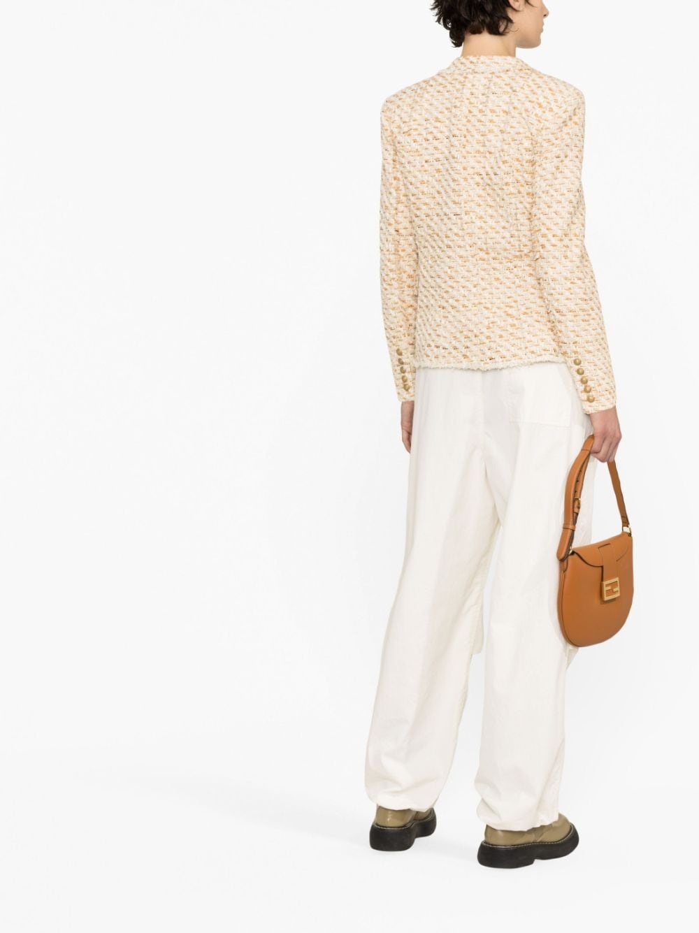 double-breasted tweed blazer - 4