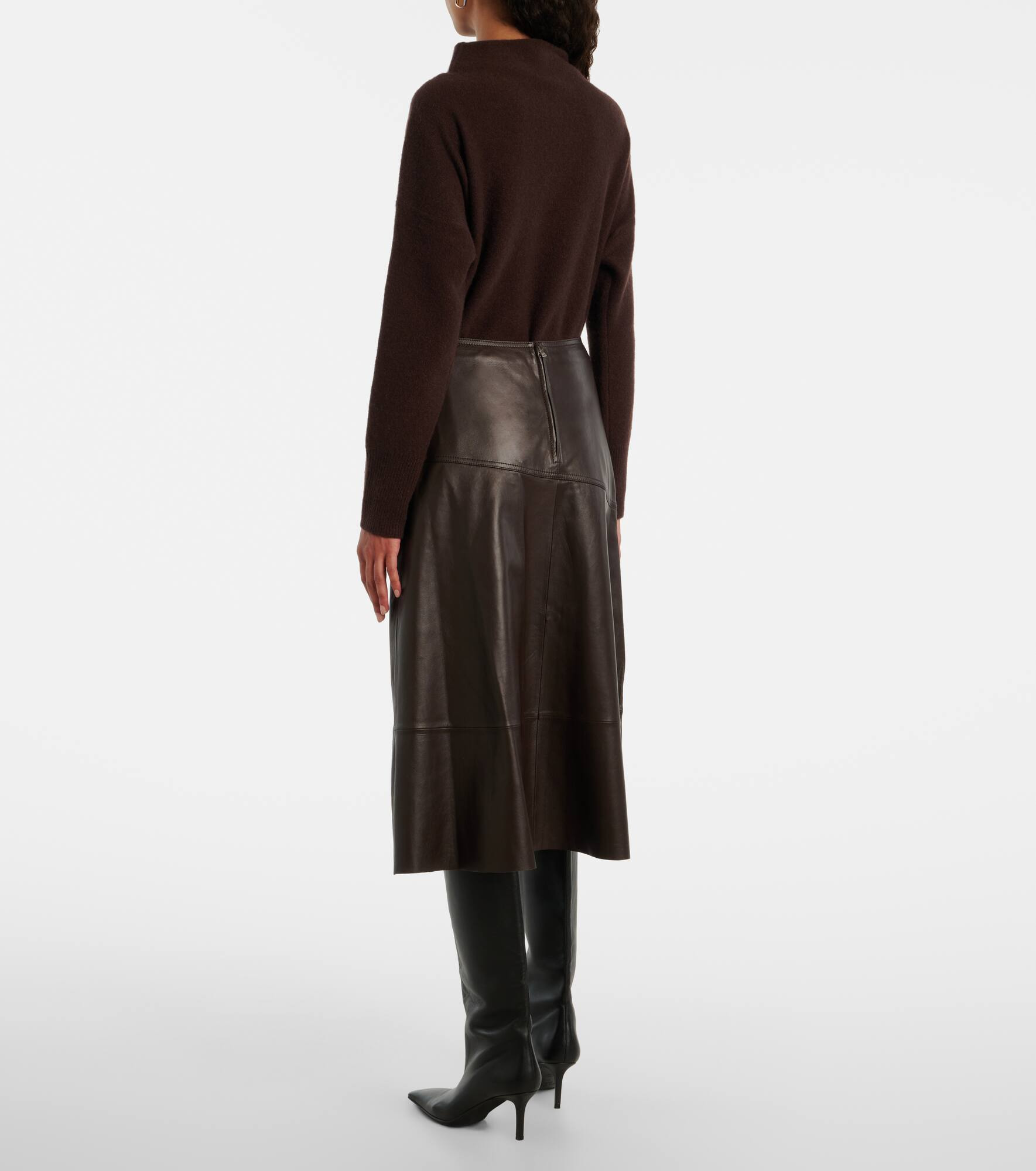 Leather midi skirt - 3