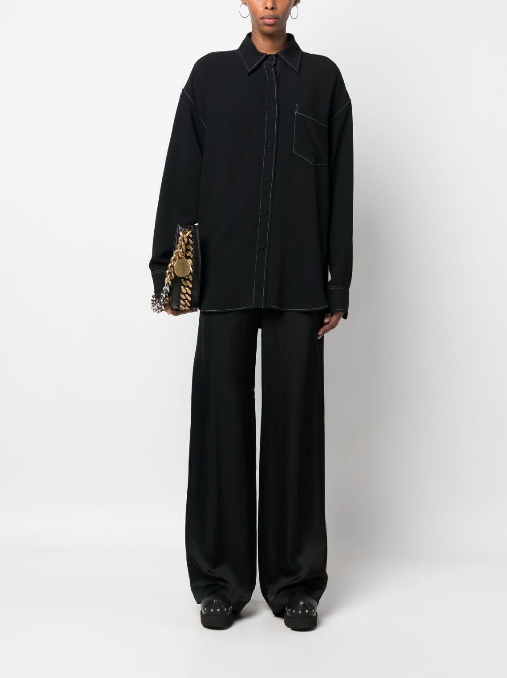 contrast-stitching long-sleeve shirt - 2