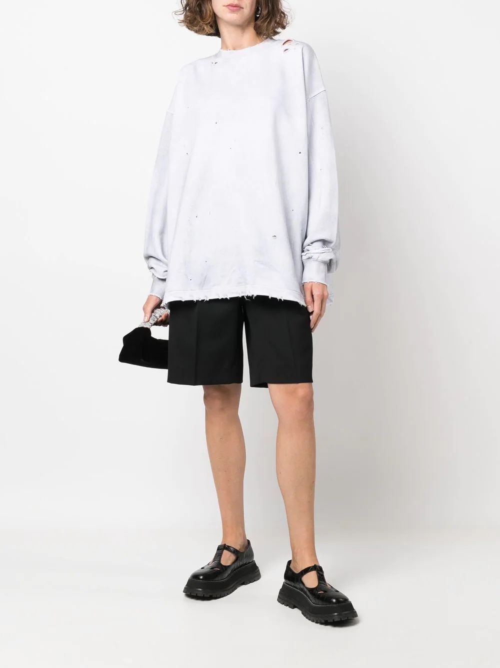 ripped crew-neck sweatshirt - 3