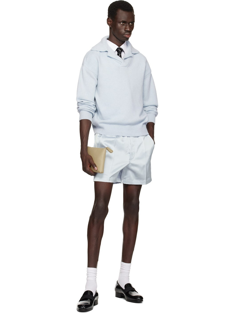 TOM FORD Blue Shiny Satin Shorts outlook