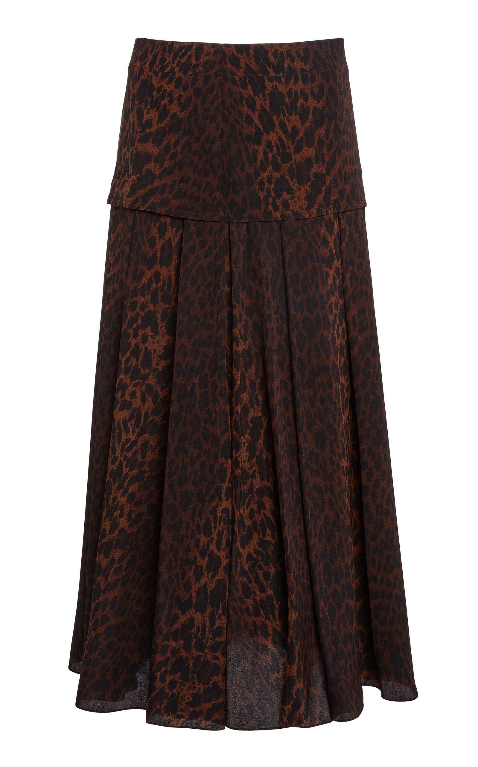Godet-Panelled Silk-Crepe Midi Skirt brown - 1