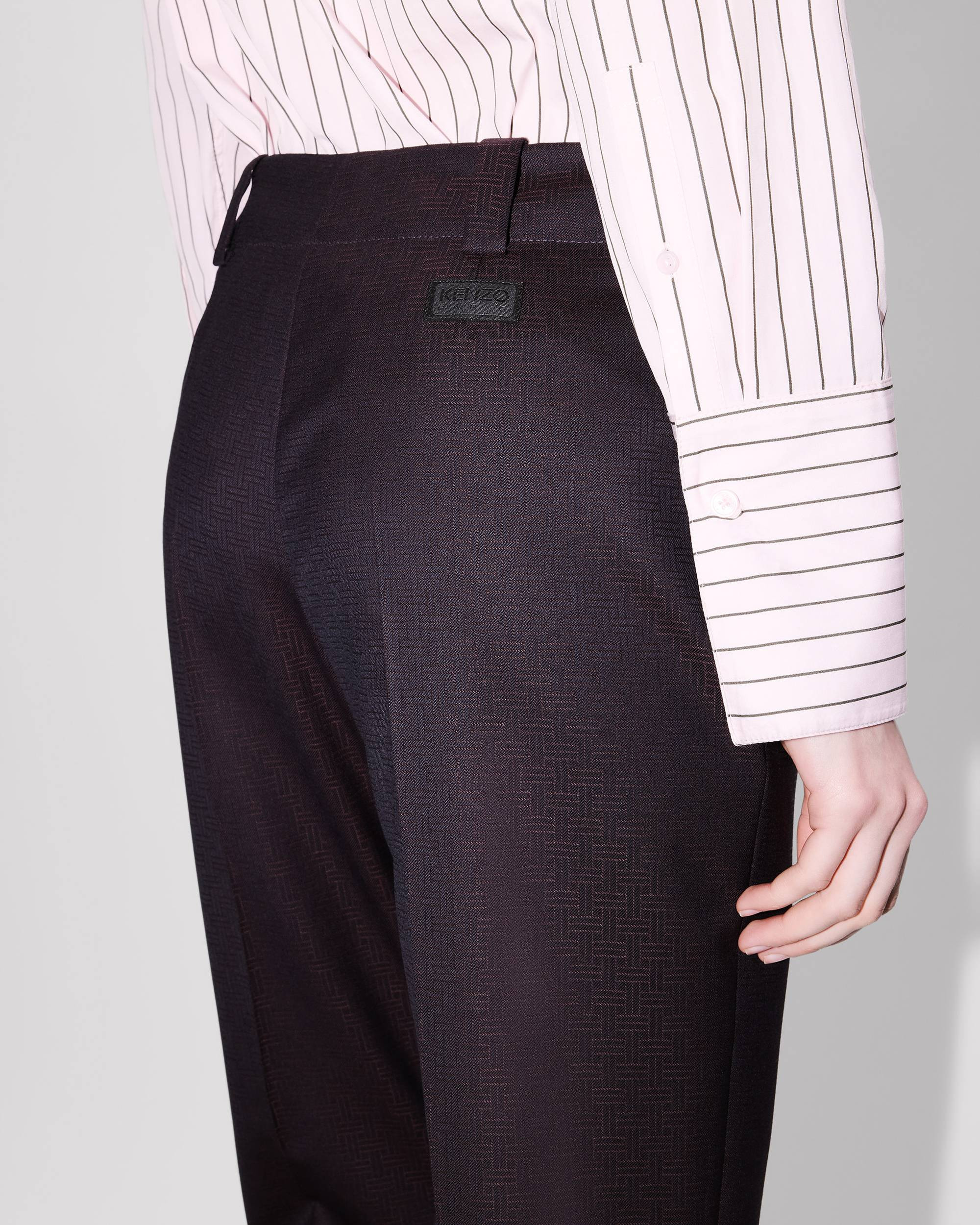 'KENZO Weave' cropped pants in wool jacquard - 7