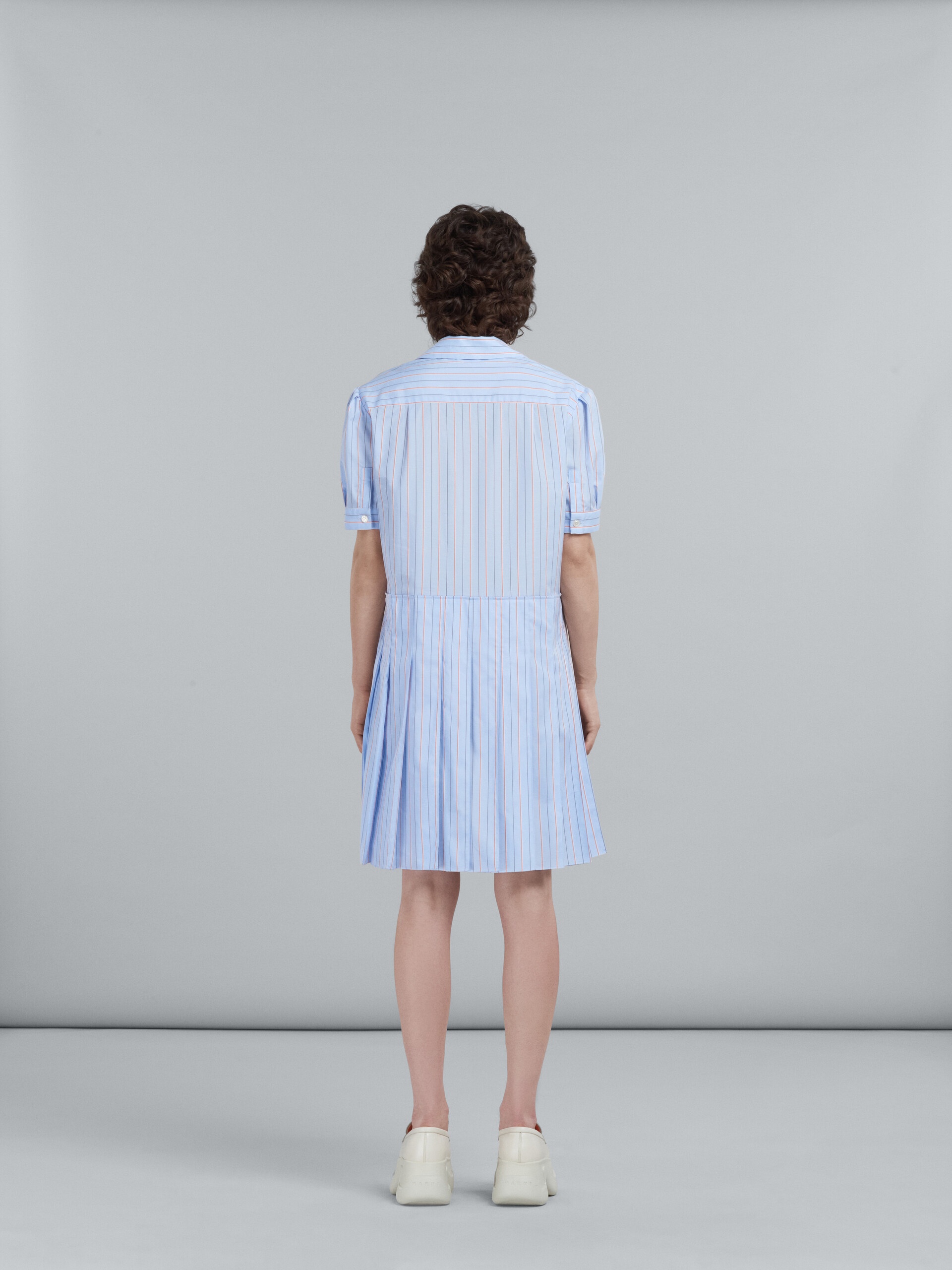 SHORT DRESS IN LIGHT BLUE STRIPED BIO POPLIN - 3