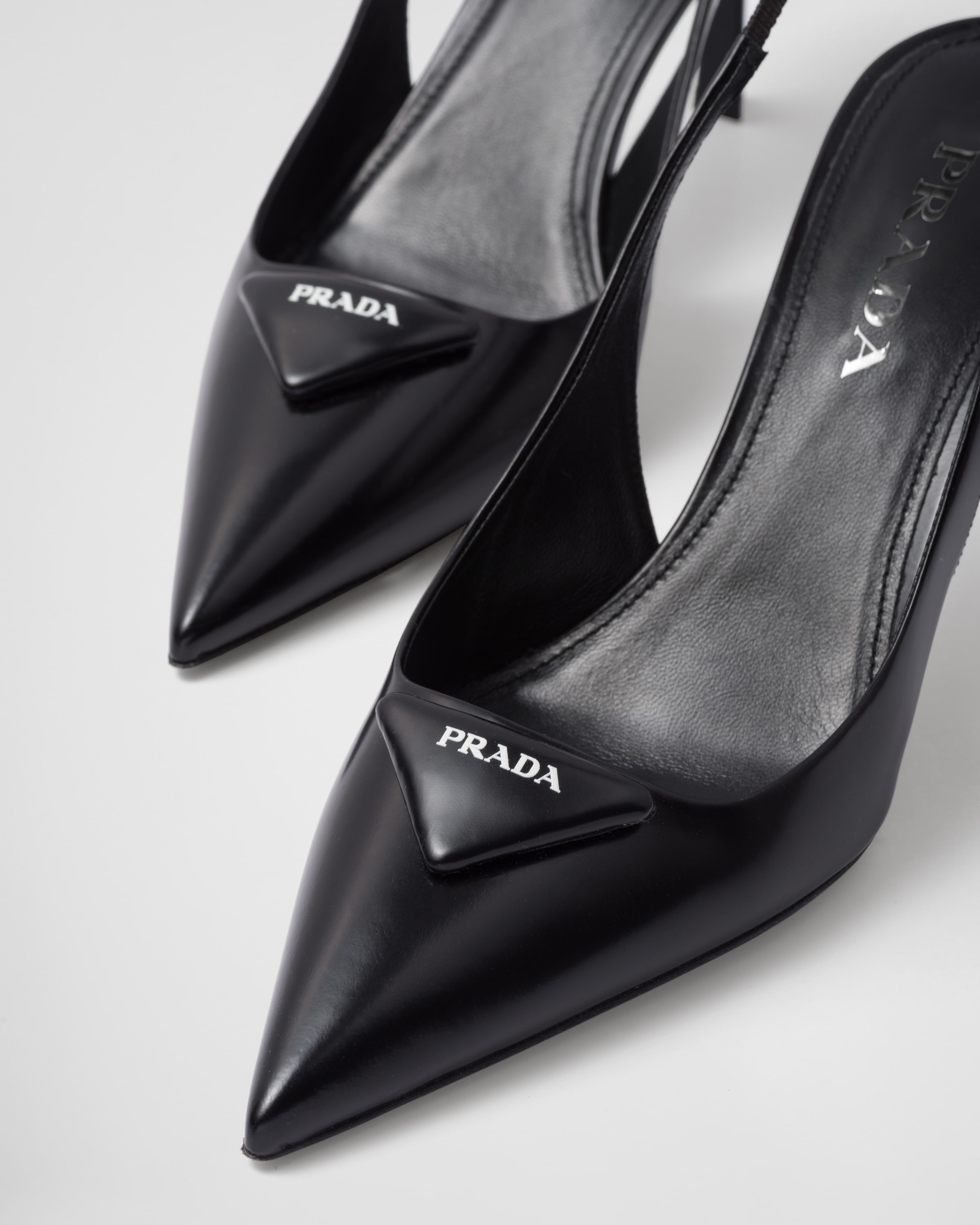 Brushed leather slingback pumps - 6