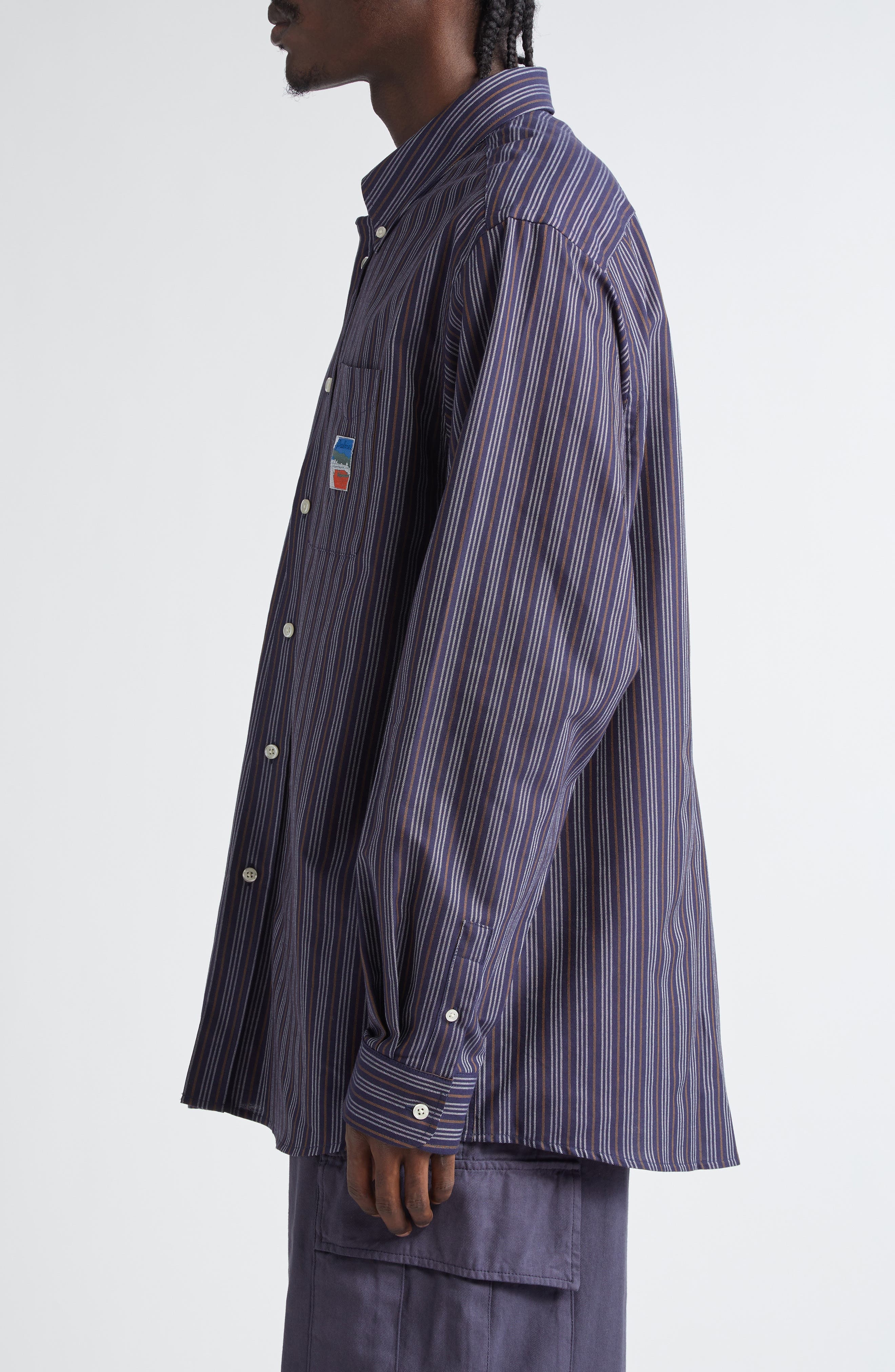 PALMES Deuce Organic Cotton Button-Down Oxford Shirt in Dark Blue at Nordstrom - 4