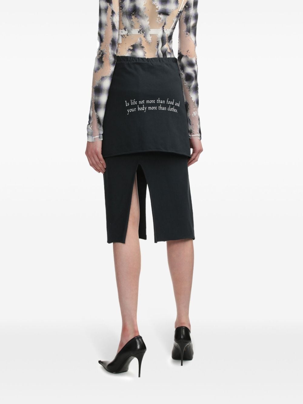 layered hand-print cotton skirt - 4
