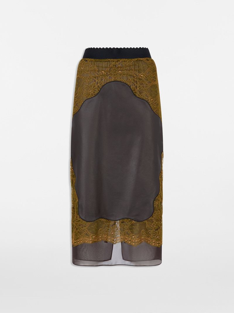 DARK GREEN AND DARK BROWN MIDI SKIRT 1