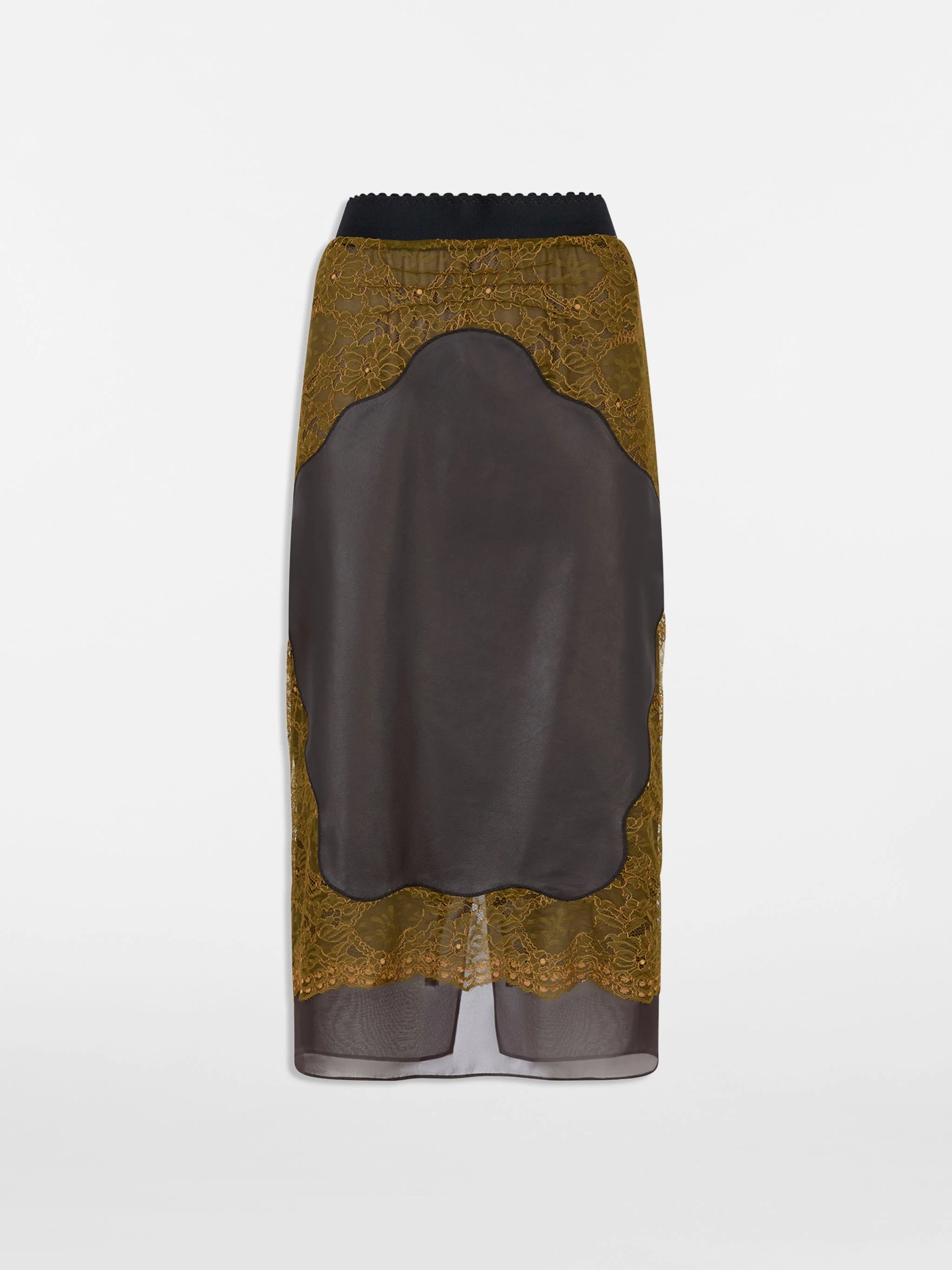 DARK GREEN AND DARK BROWN MIDI SKIRT - 1