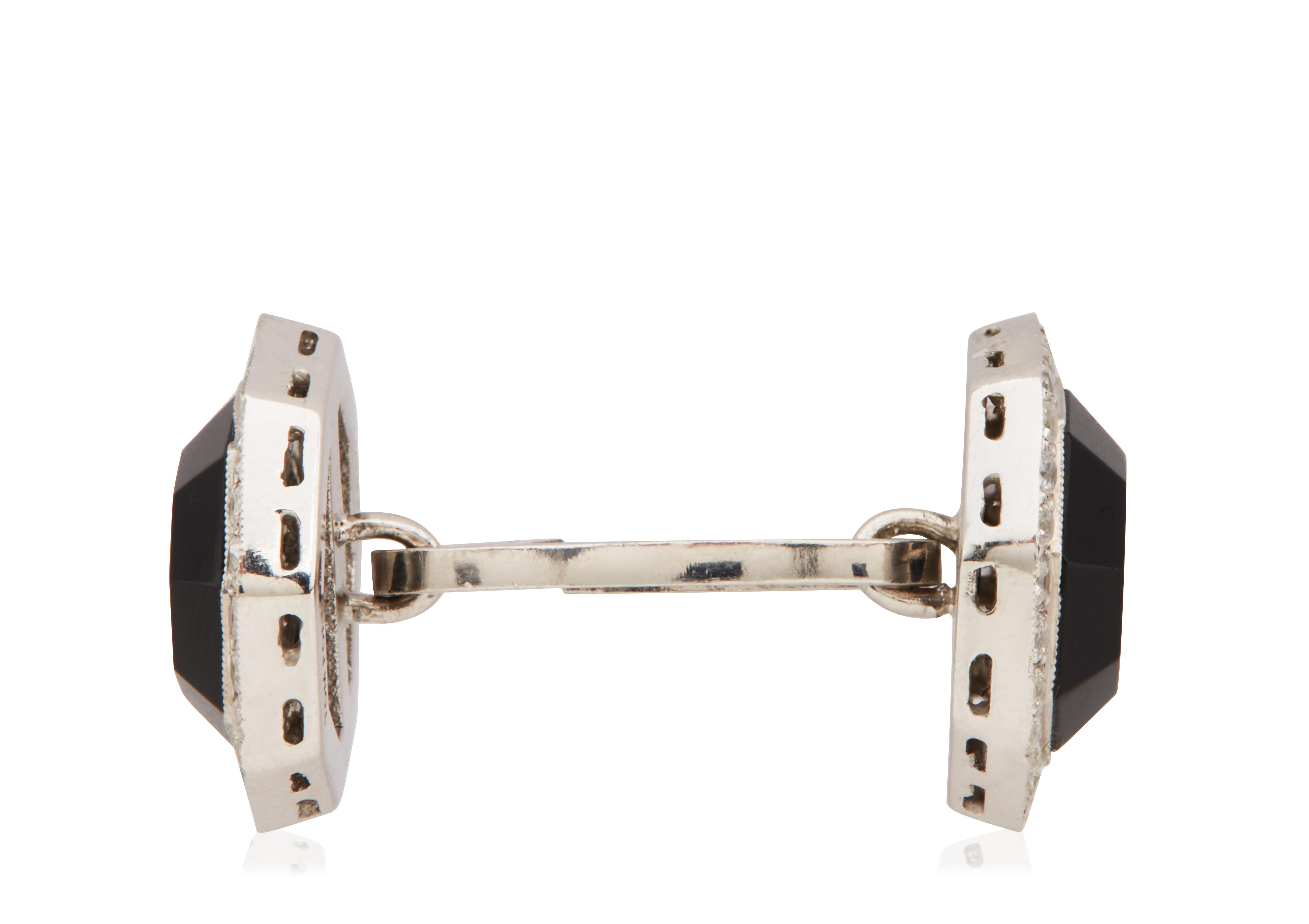 DIAMOND ONYX OCTAGON CUFFLINKS - 2