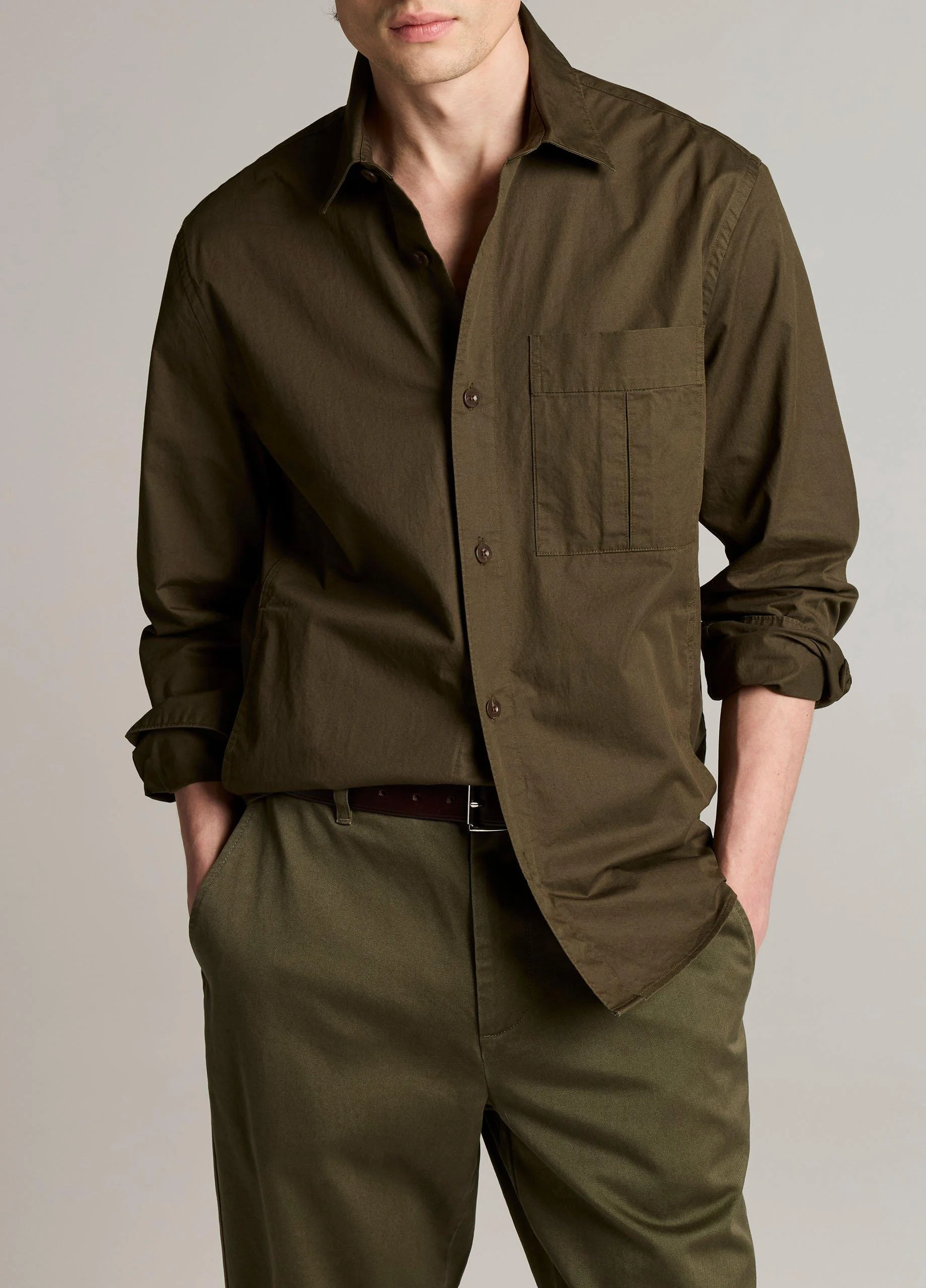 Cotton Split-Yoke Overshirt - 1