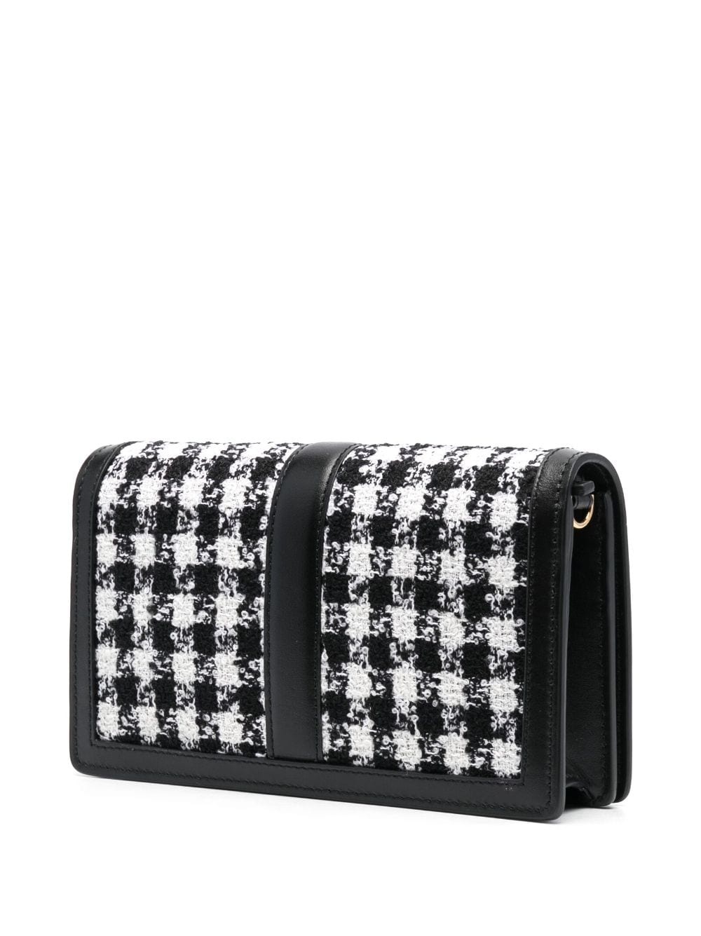 La Vacanza Houndstooth & Leather Top-Handle Bag