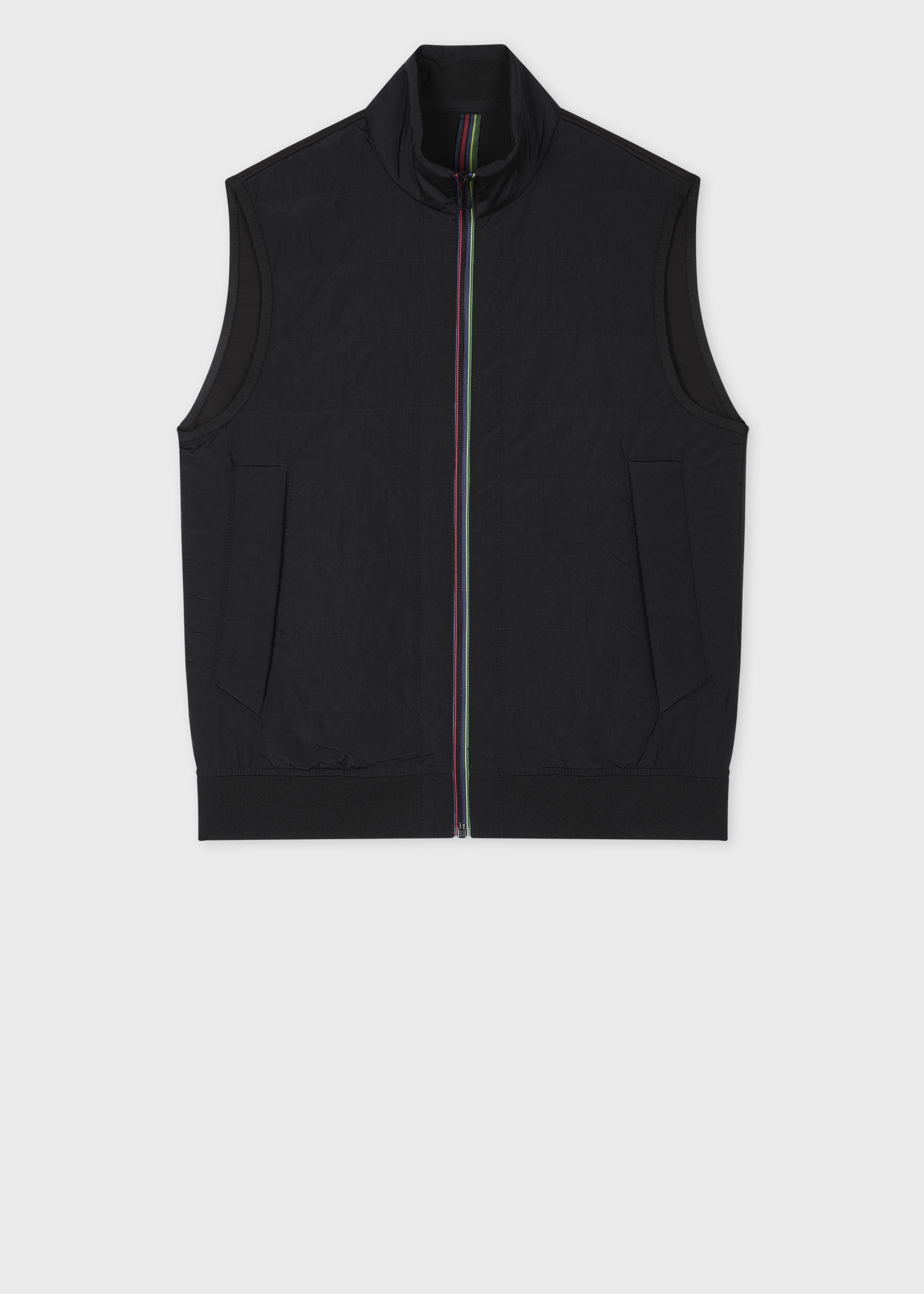 Black 'Sports Stripe' Mixed Media Gilet - 1