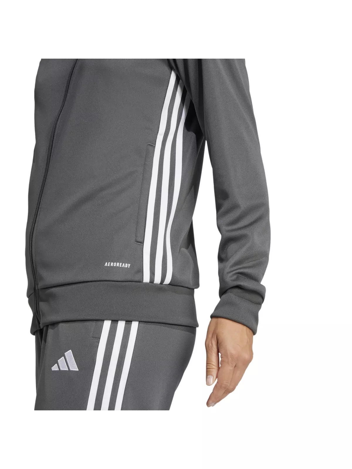 Women's Tiro 25 Essentials Training Track Top -Grey/White - 4