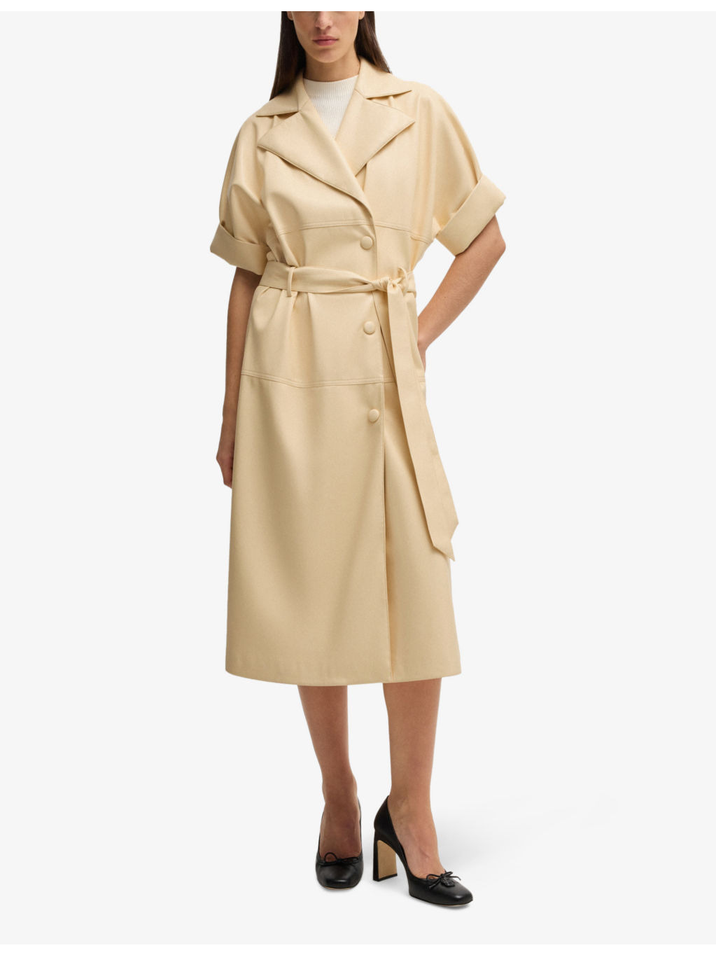 Double-breasted tie-waist faux-leather midi dress - 2