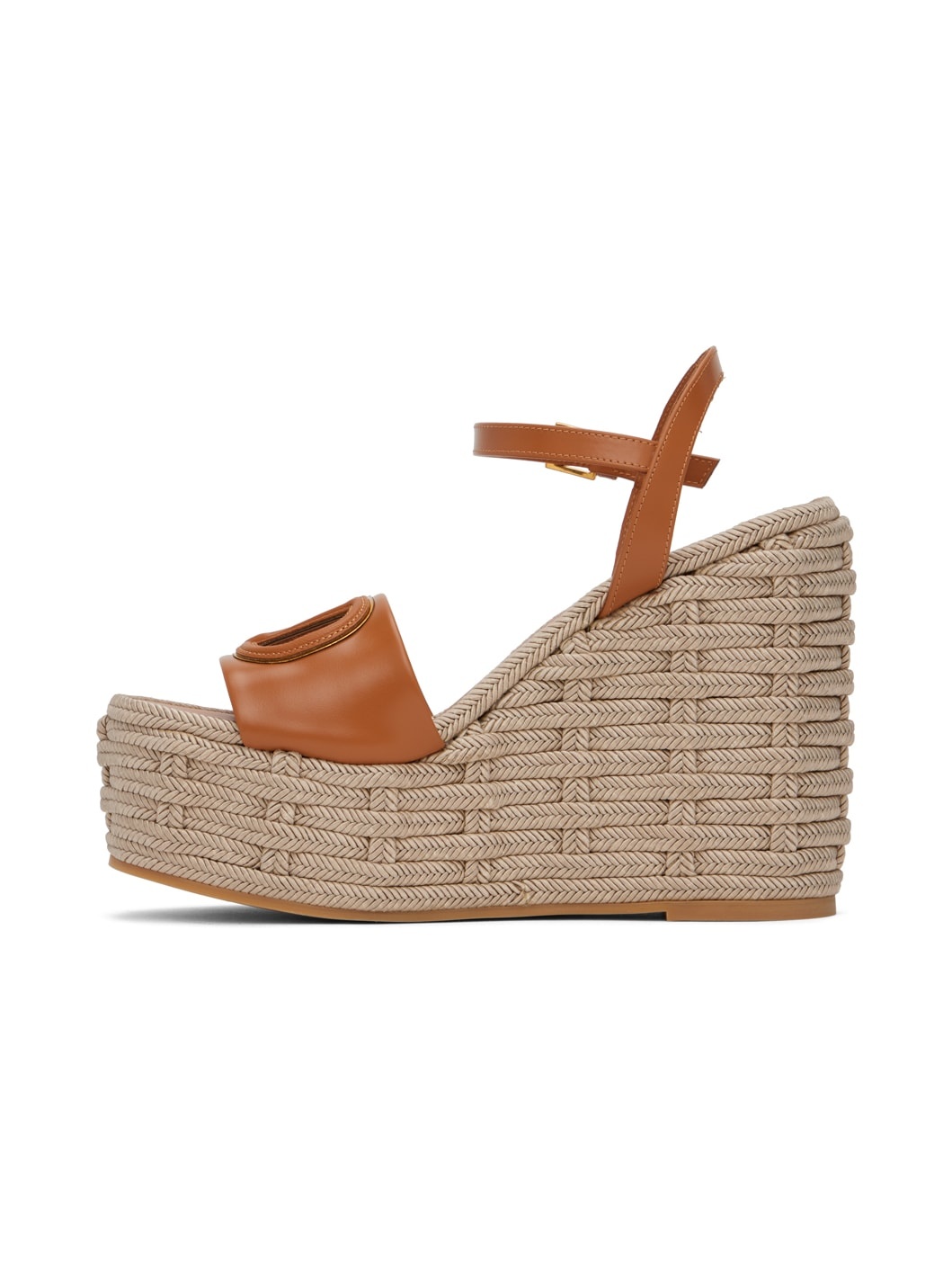 Tan VLogo Cutout Heeled Sandals - 3