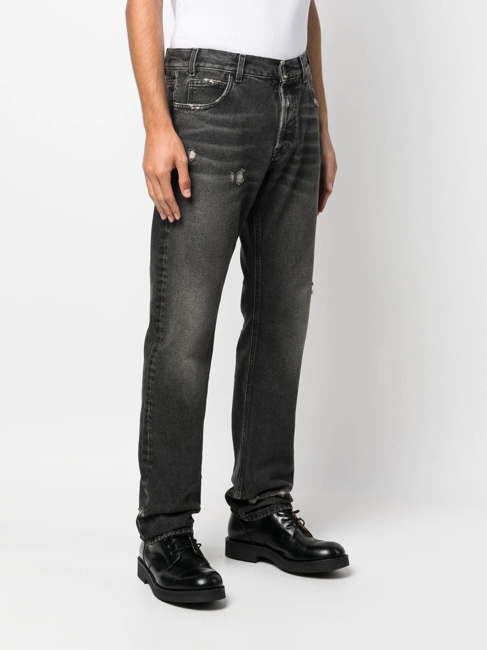 Cross distressed denim jeans - 3