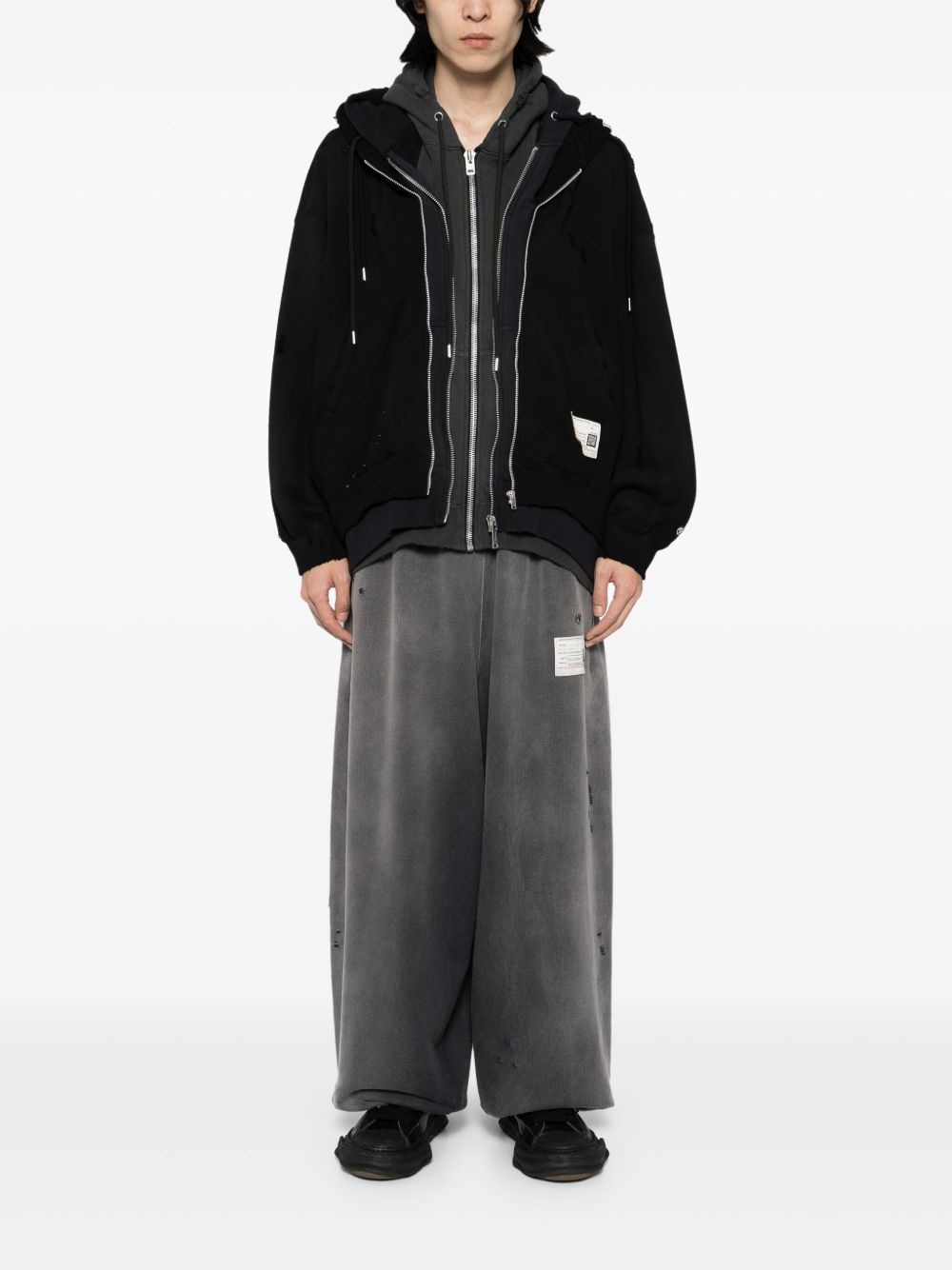 layered zip-up hoodie - 2