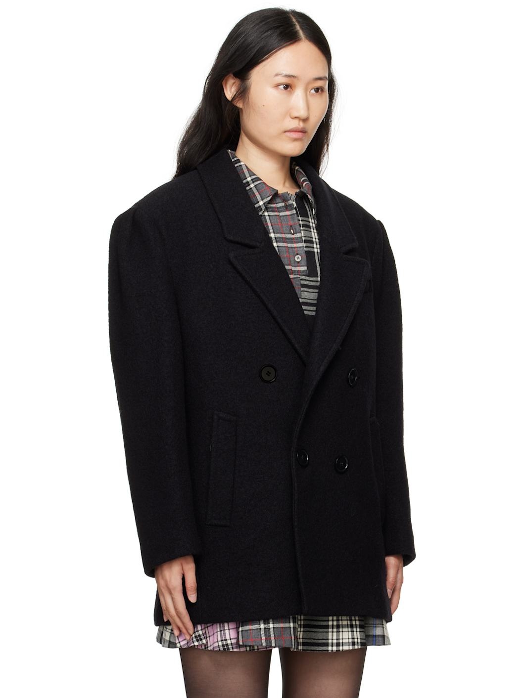 Black Double-Breasted Coat - 2