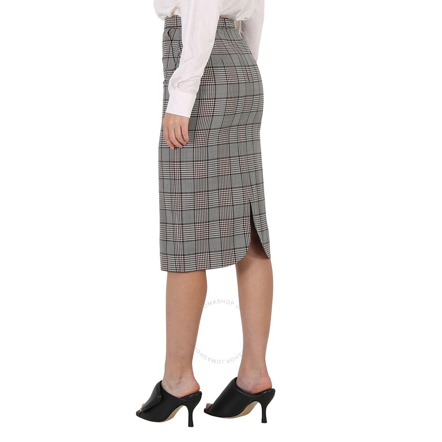 Burberry Check Wool Scalloped Hem Pencil Skirt - 6