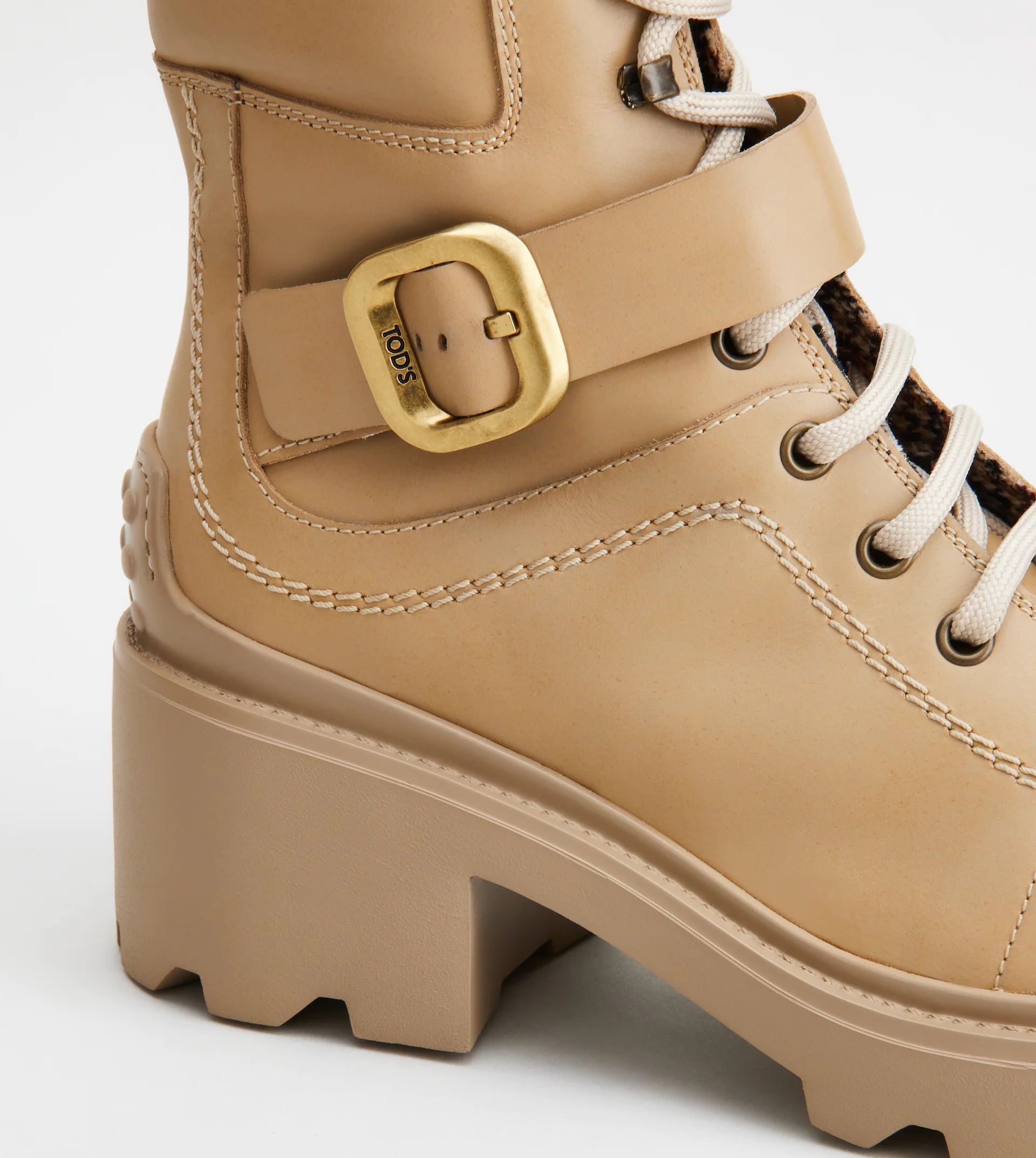 BOOTS IN LEATHER - BEIGE - 6