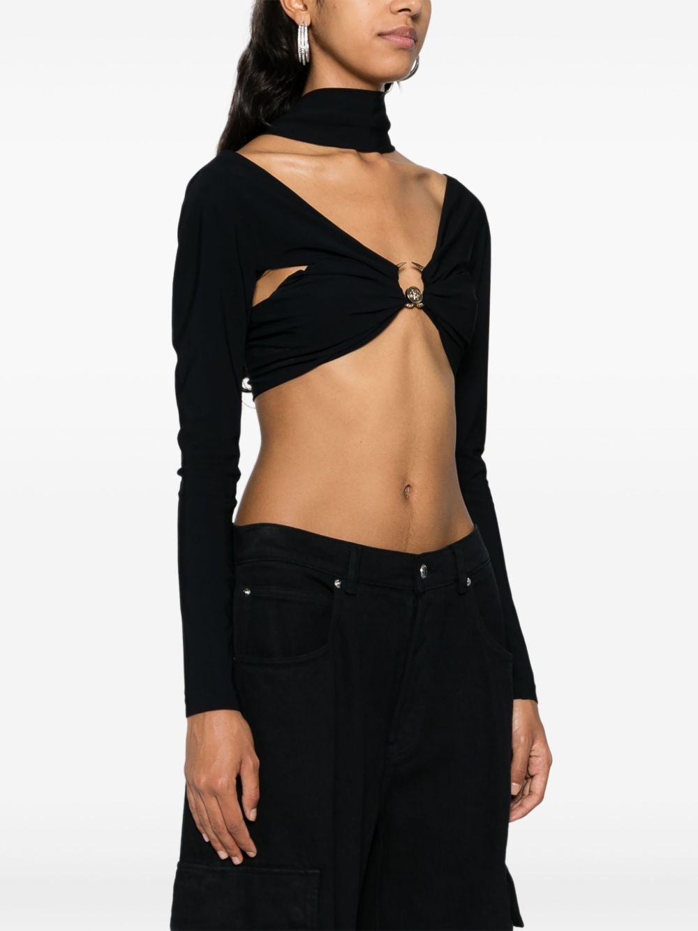 long-sleeve cropped top - 3