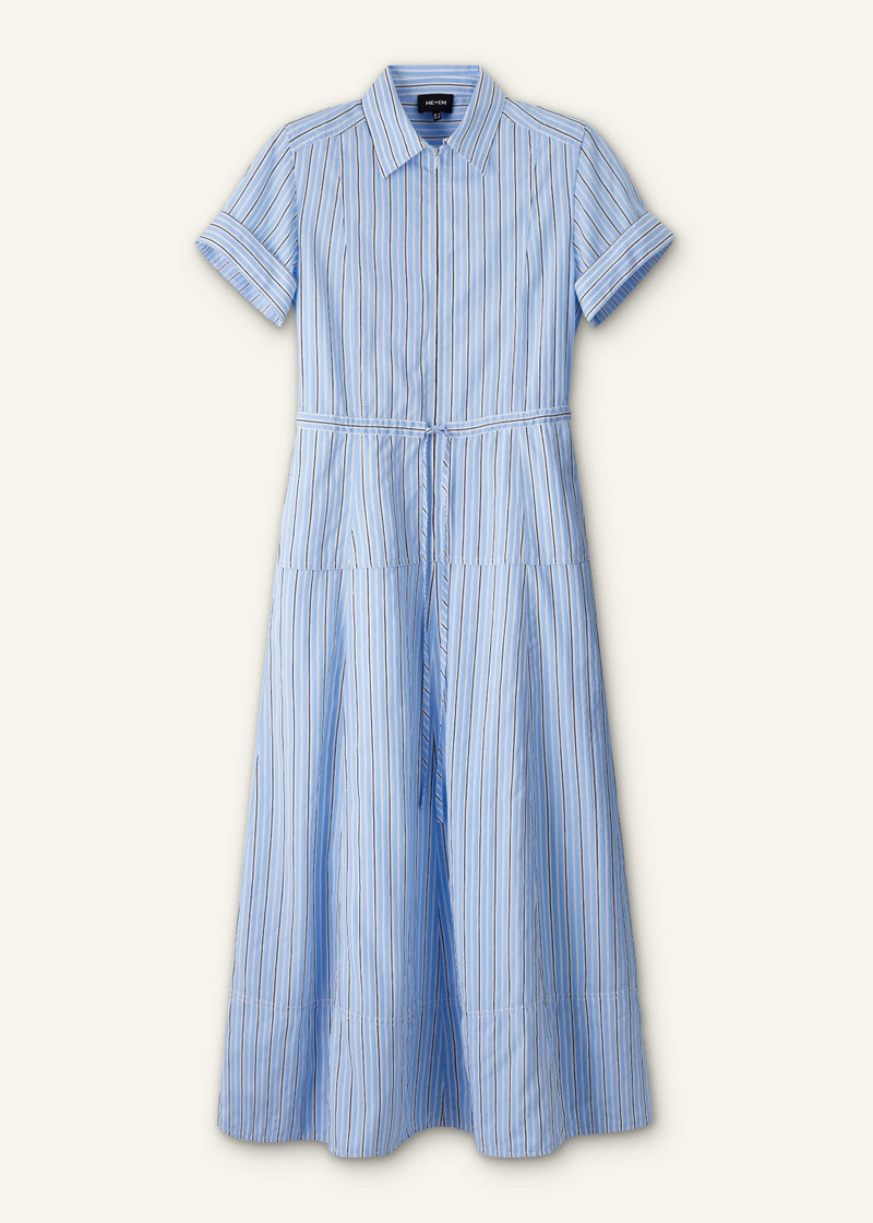 Zip Neck Shirt Dress - 1