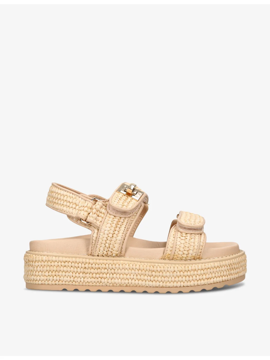 Millo double-strap flat raffia sandals - 1