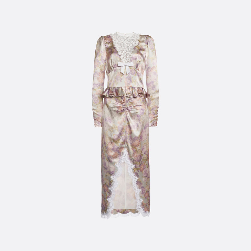 SILK SATIN MIDI DRESS WITH LACE DETAL 1