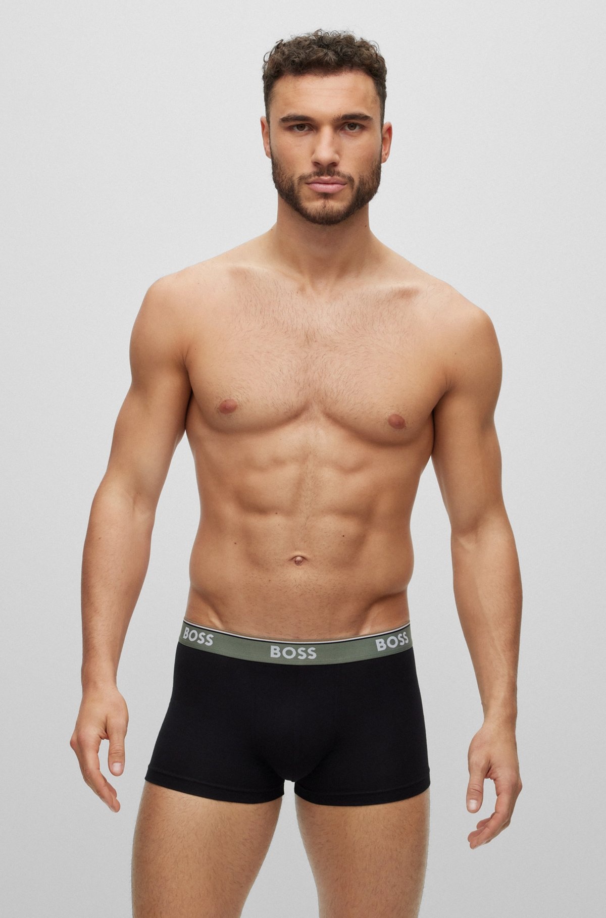 THREE-PACK OF STRETCH-COTTON TRUNKS WITH LOGO WAISTBANDS - 6