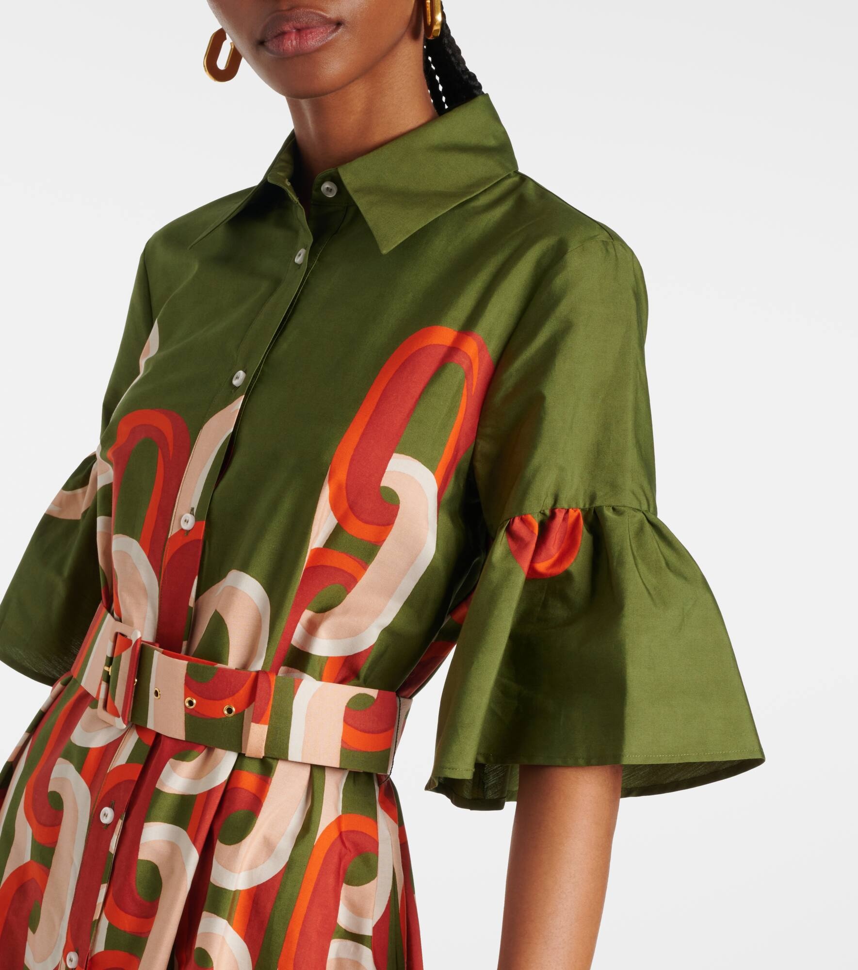 Choux printed cotton poplin midi dress - 4