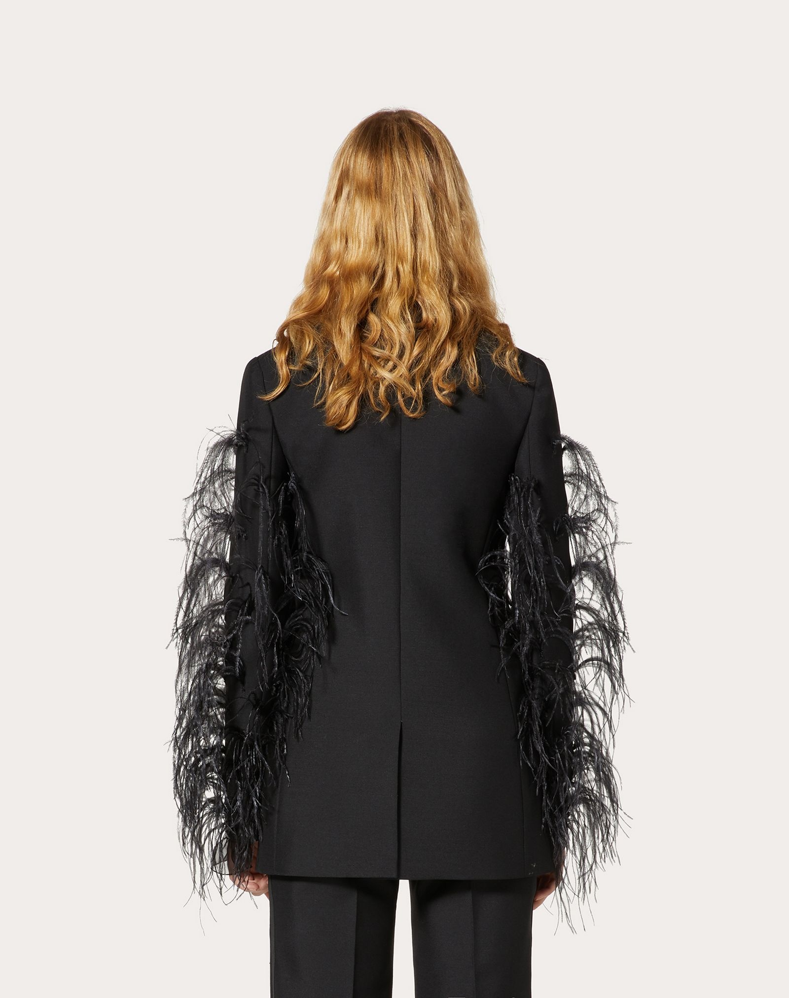 Wool and Mohair-Blend Jacket with Feather Embroidery - 4