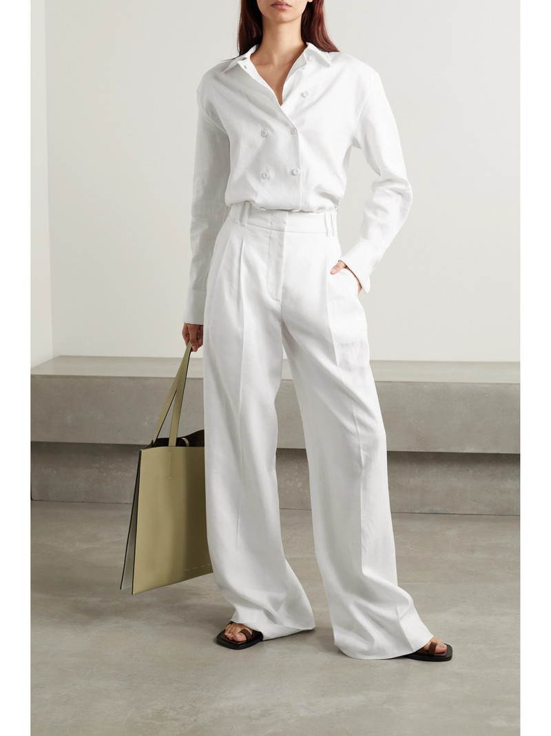 Another Tomorrow + Net Sustain Pleated Linen Wide-leg Pants outlook