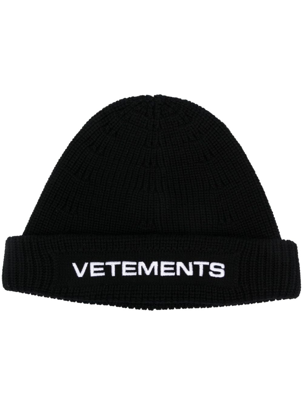 logo-embroidered merino beanie - 1