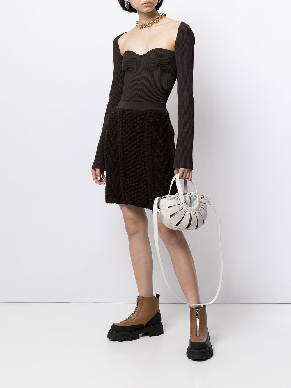 chunky-knit high-waist skirt - 2