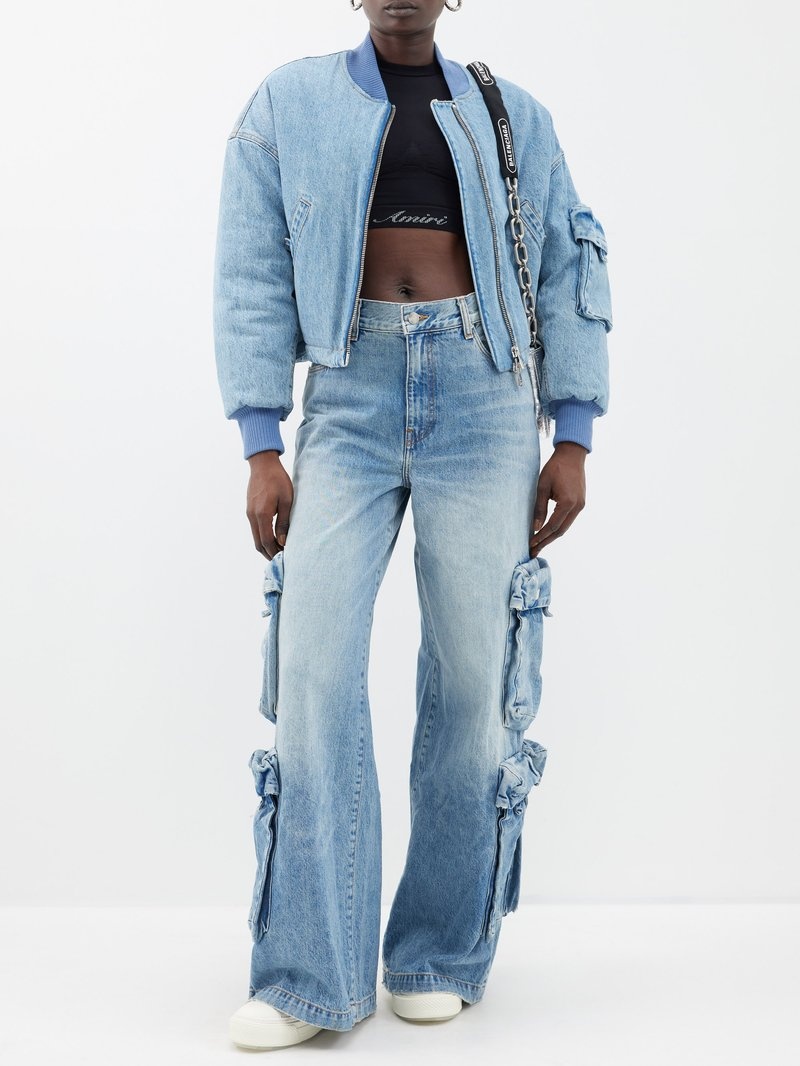 Patchwork Denim Jacket in Blue - Amiri