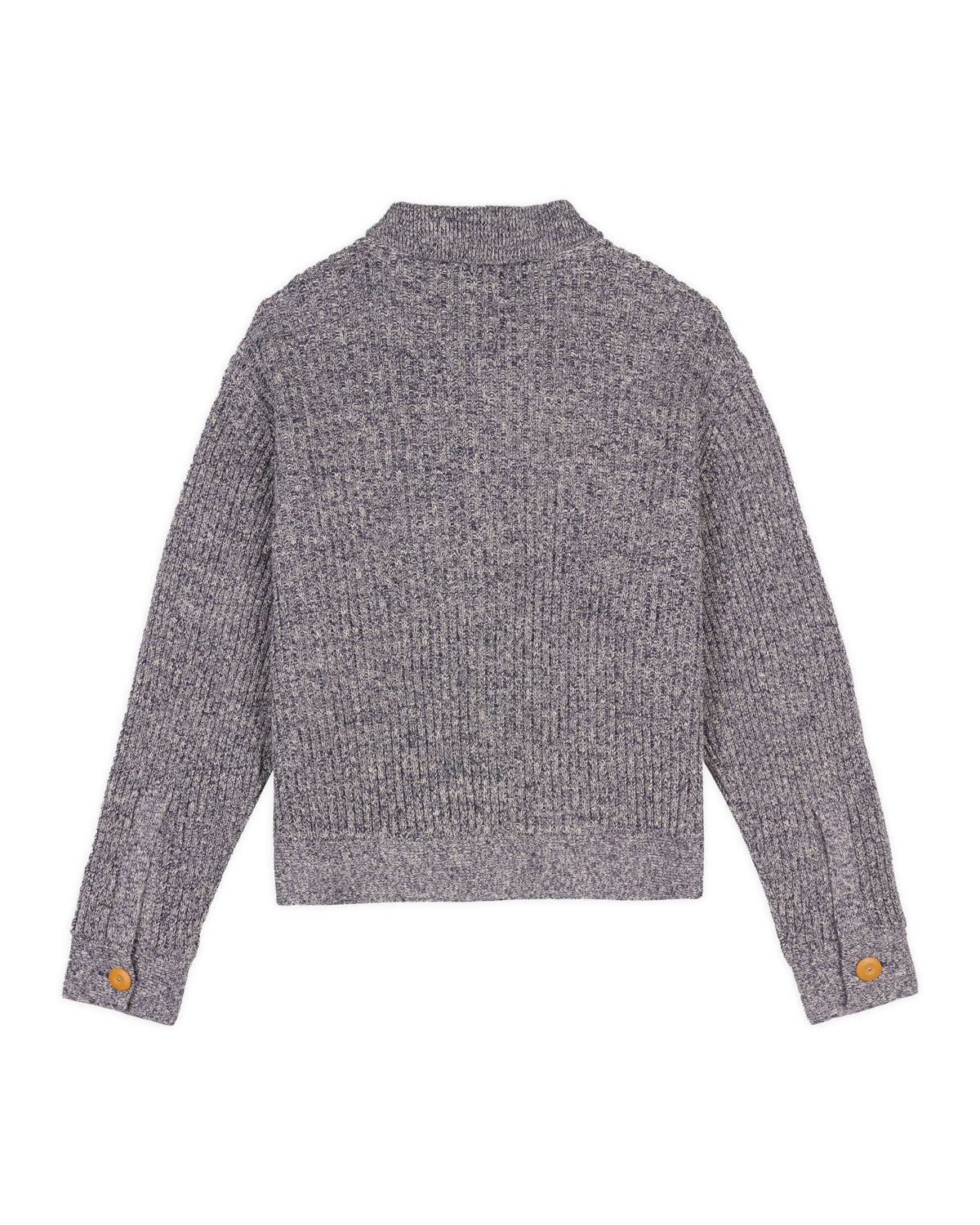 Rib Knit Button Up Sweater - Blue - 2
