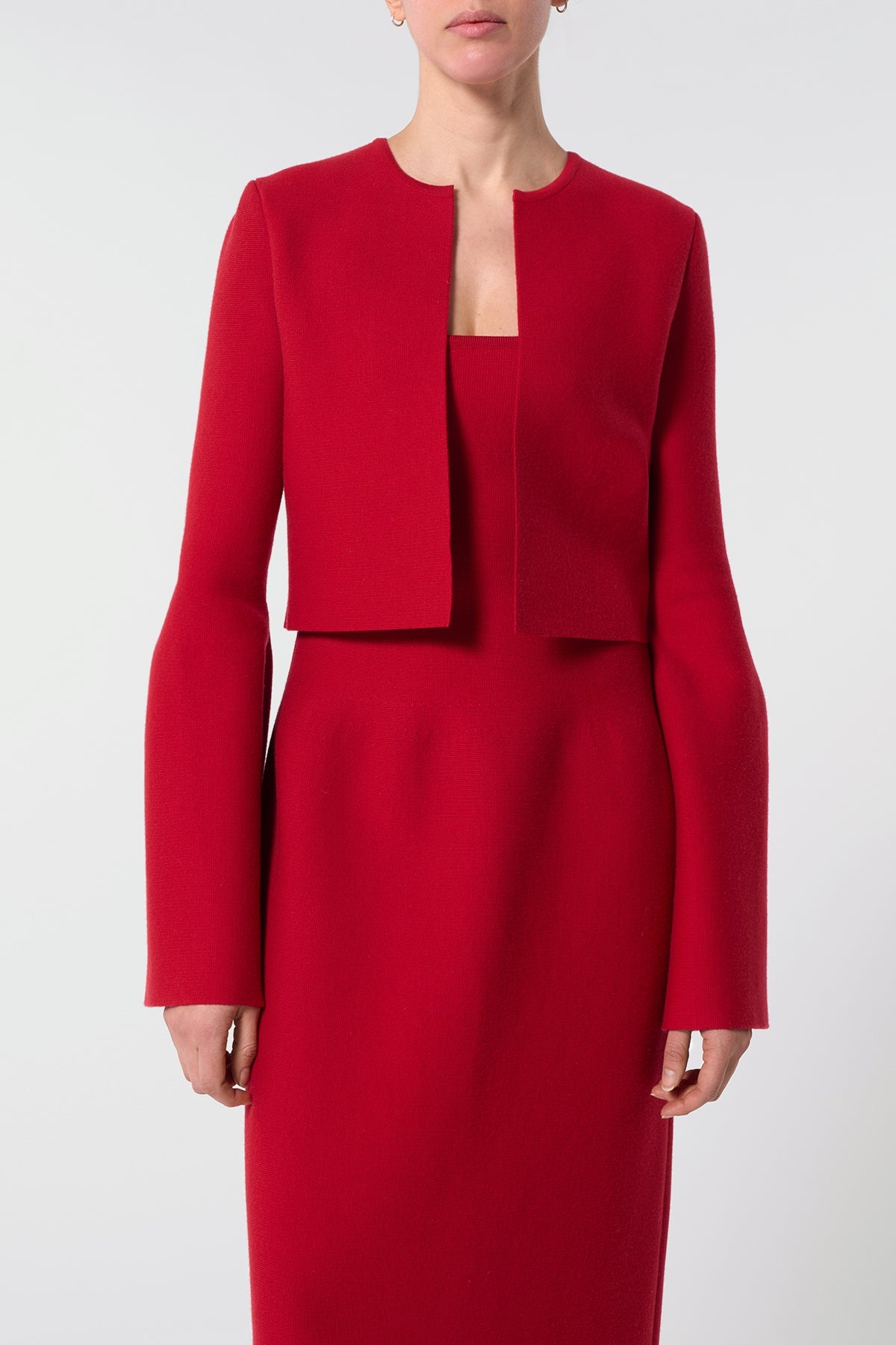 Katlin Knit Jacket in Scarlet Red Merino Wool - 5