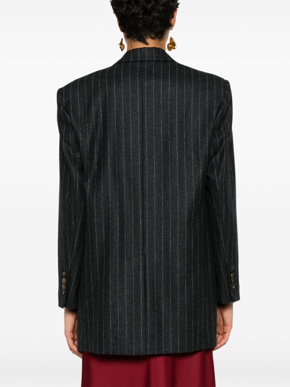pinstriped wool blazer - 4