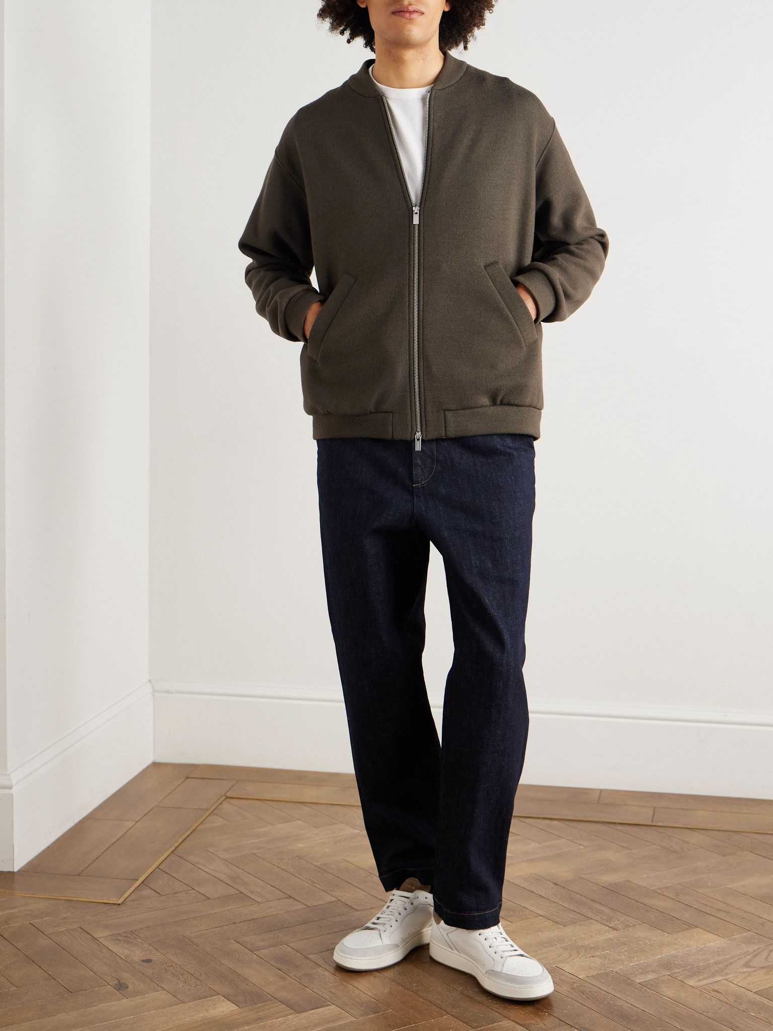 Virgin Wool-Blend Jersey Varsity Jacket Brown - 2