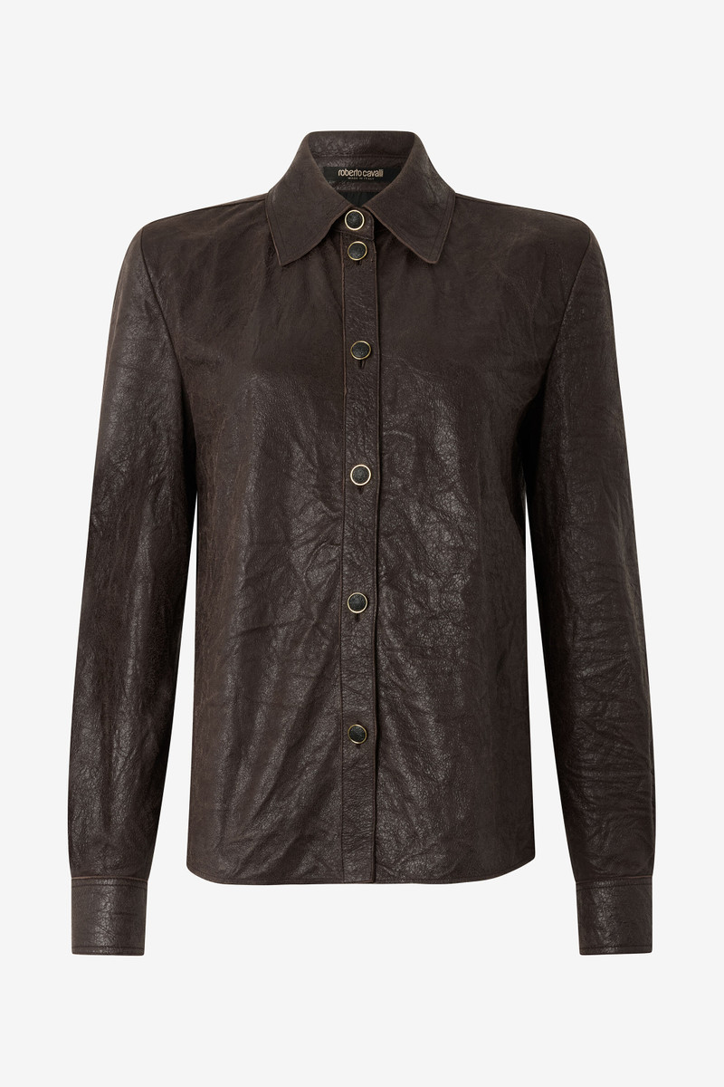 Dark Brown Leather Shirt 1