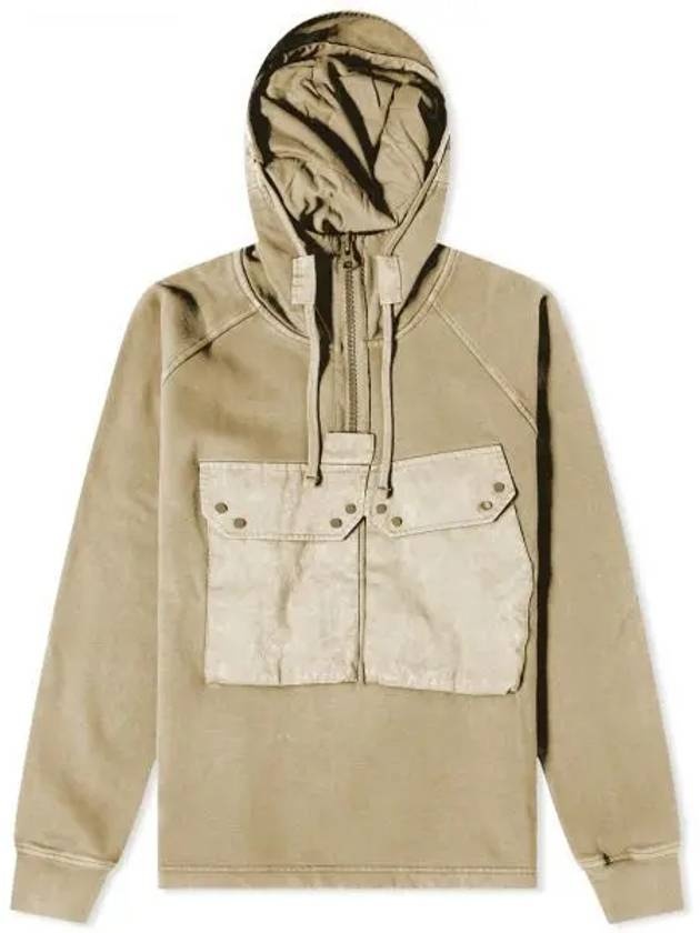 Felpa Chiusa Cappuccio Garment-Dye Hooded Anorak Khaki - 2