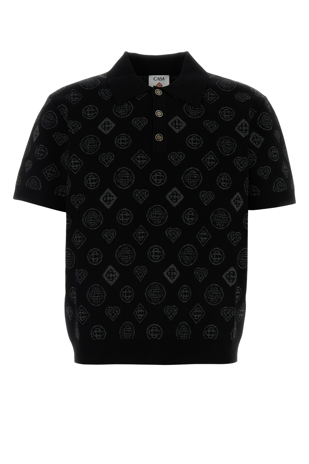 Embroidered viscosa blend polo shirt - 1