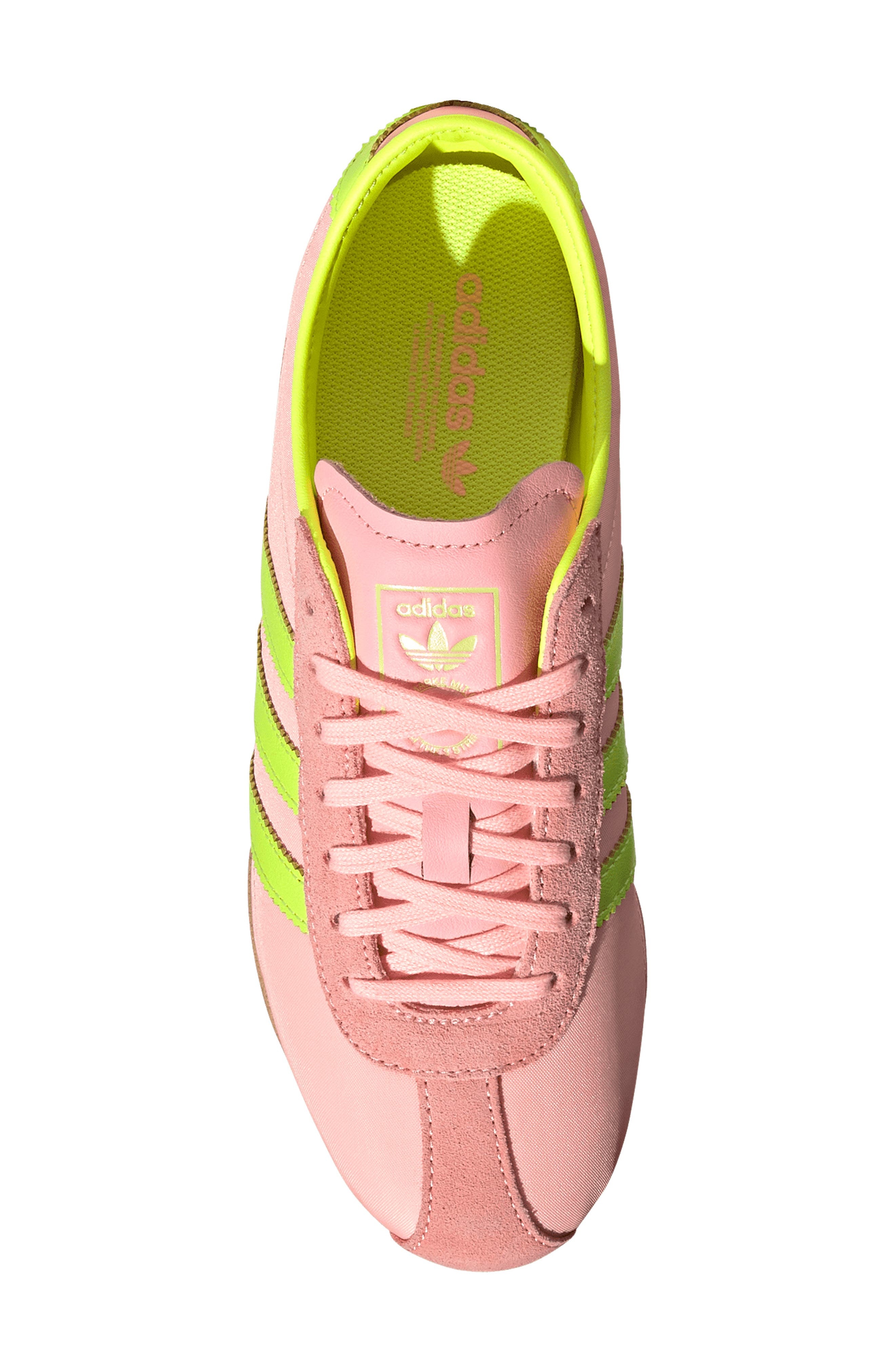 adidas Tokyo Low Top Suede Sneaker in Pink/Solar Yellow/Gum at Nordstrom - 4