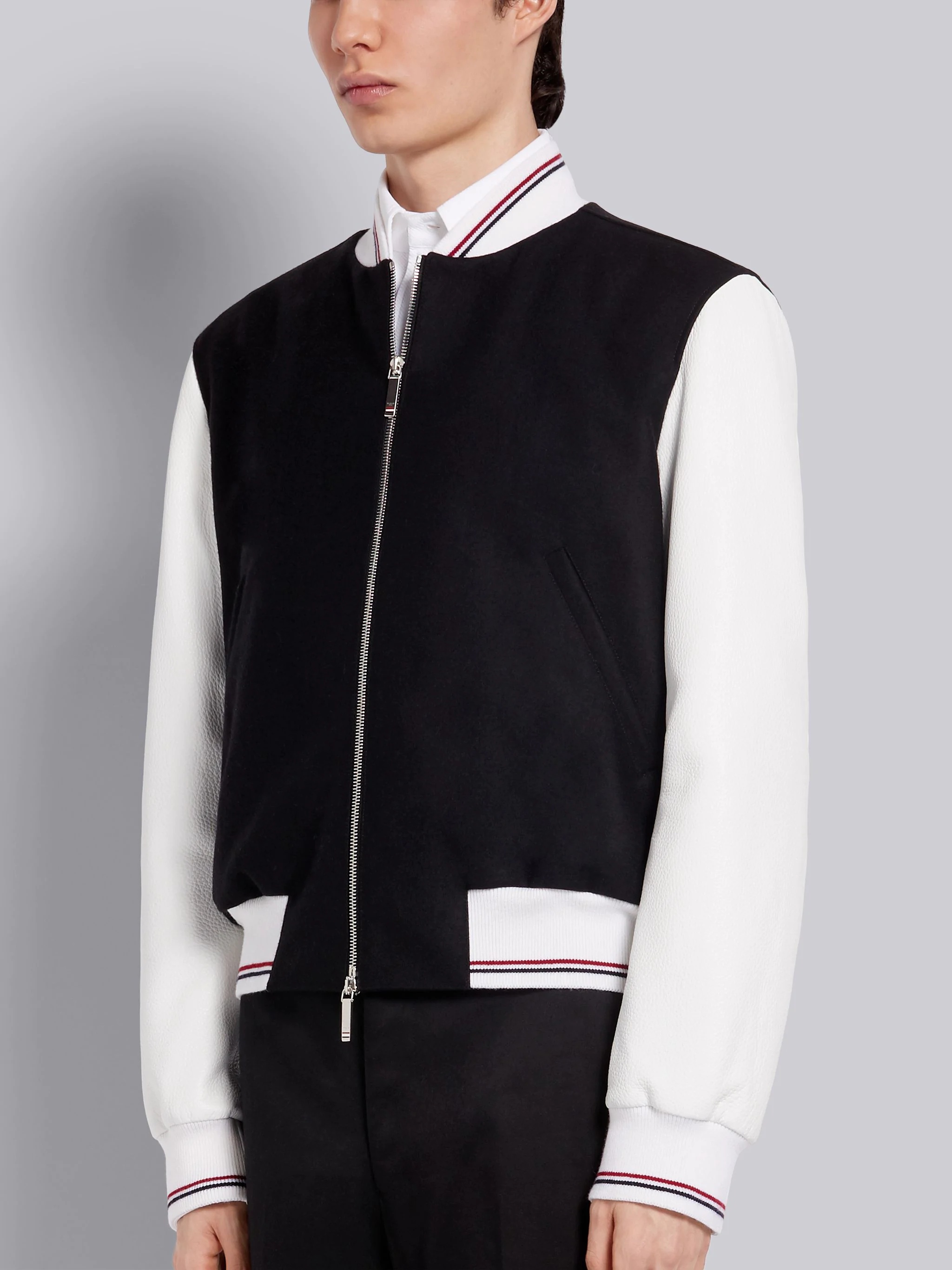 Black Wool Pig Icon Blouson Jacket - 5