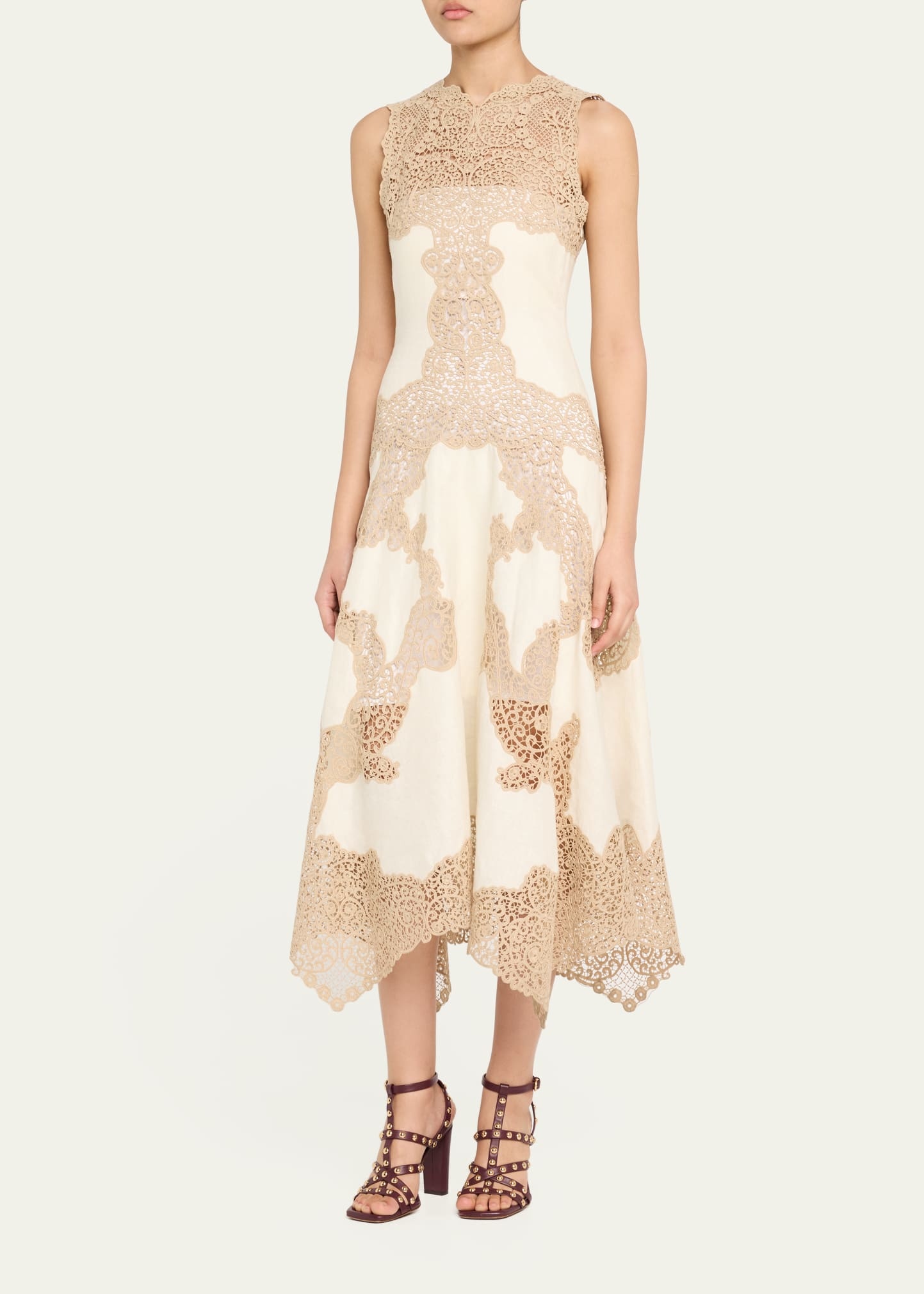 Arlette Sleeveless Handkerchief Lace Midi Dress - 4