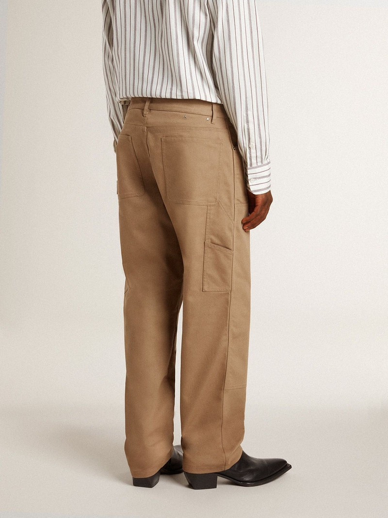 Men's beige pants with patches 4