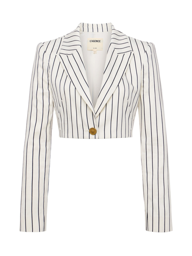 Izzie Striped Cropped Blazer - 1